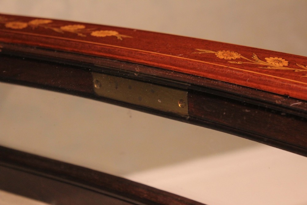 A Fine Quality Late Victorian Mahogany Inlaid Serpentine Shaped Bijouterie Table View X