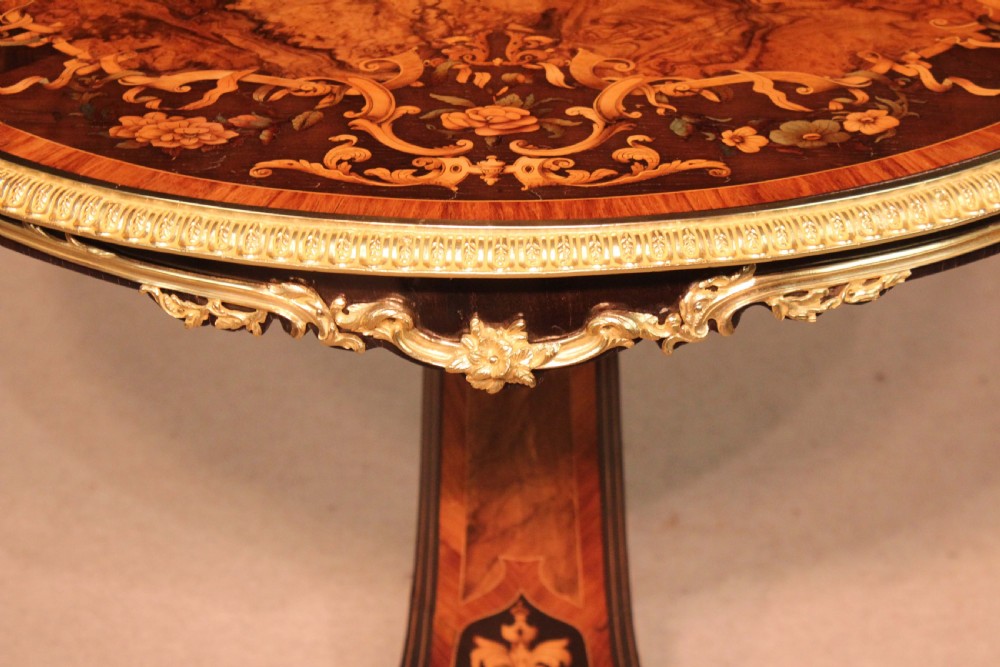 An Exceptionally fine Inlaid Walnut and Kingwood Marquetry Centre Table attributed to Edward Holmes Baldock View VI