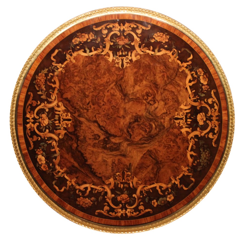 An Exceptionally fine Inlaid Walnut and Kingwood Marquetry Centre Table attributed to Edward Holmes Baldock View VIII