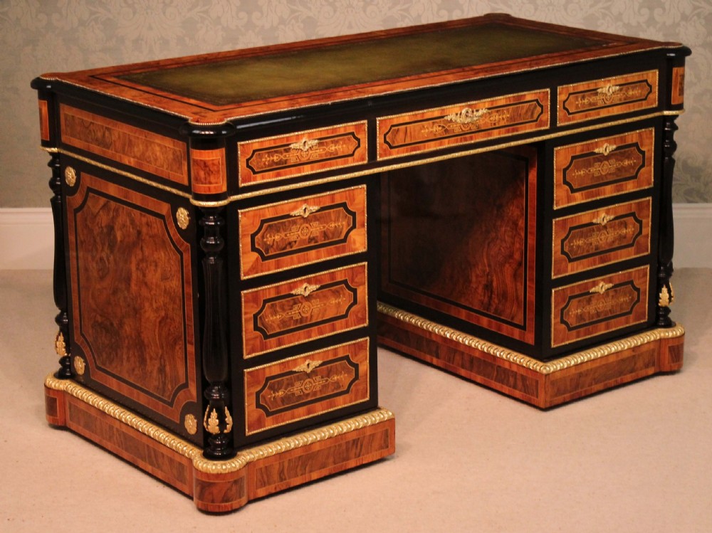 An Exceptional Exhibition Quality inlaid Partners Desk in the style of Holland and Sons. View III
