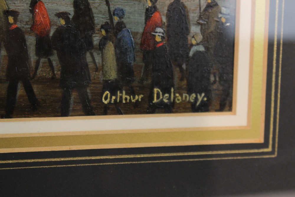 ARTHUR DELANEY (1927 - 1987) Albert Square, Oil on board, signed to lower right. View II