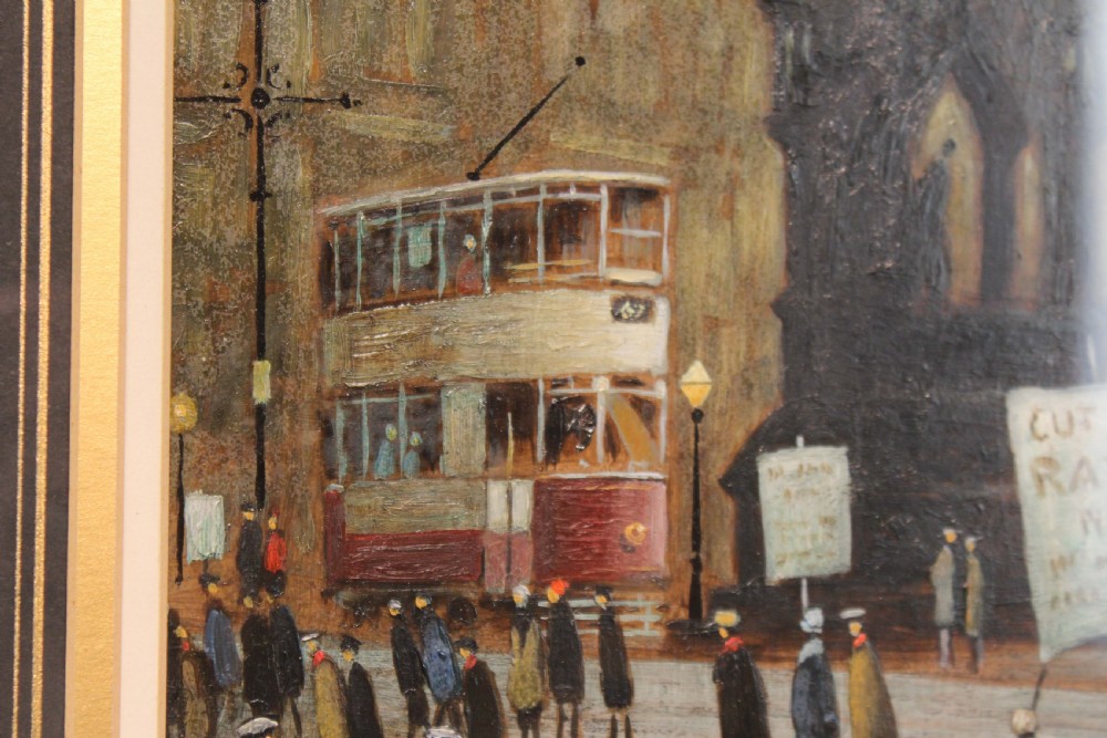 ARTHUR DELANEY (1927 - 1987) Albert Square, Oil on board, signed to lower right. View IV