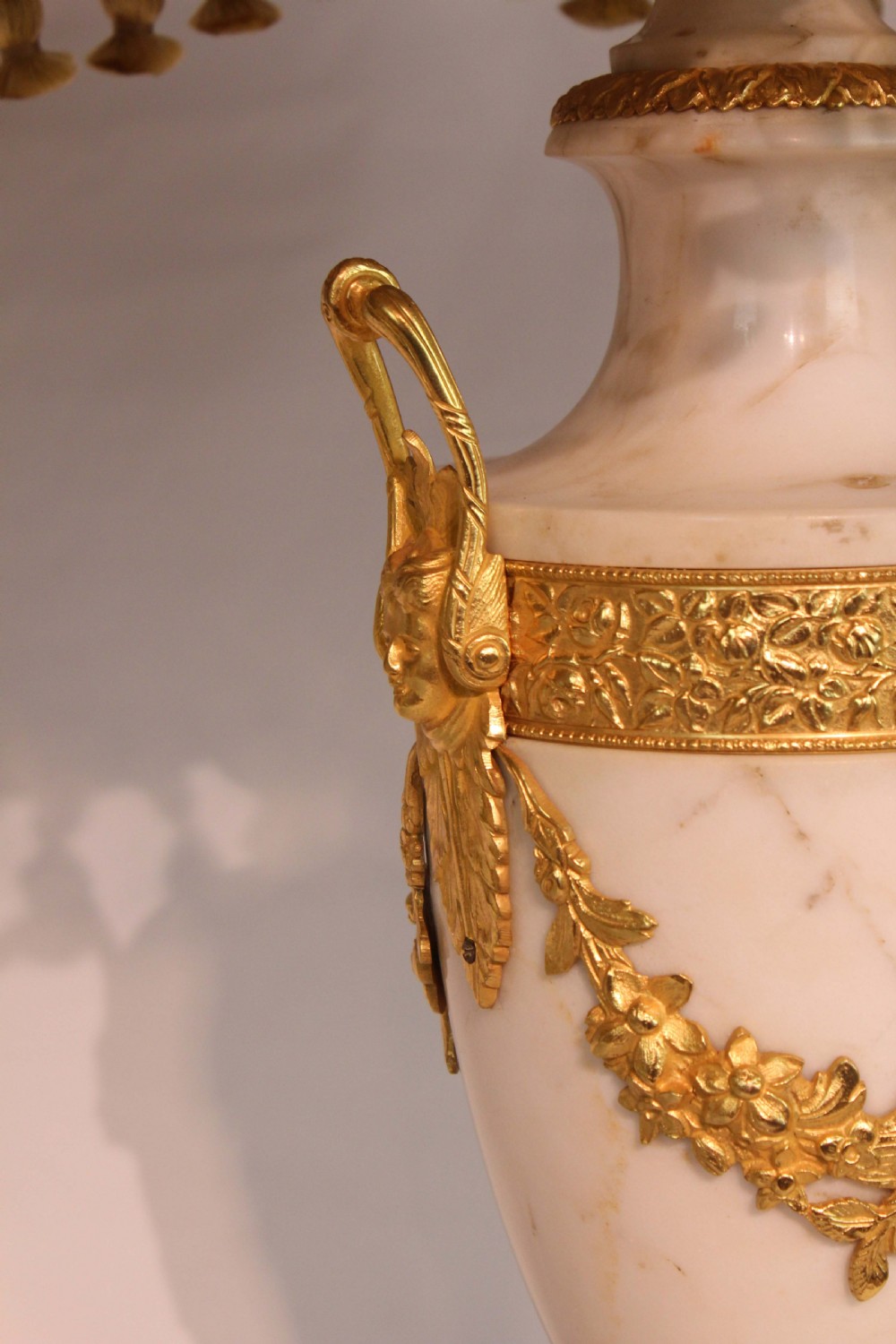 A Fine Quality Late 19th Century Carrera Marble and Ormolu Pair of Table Lamps View IV