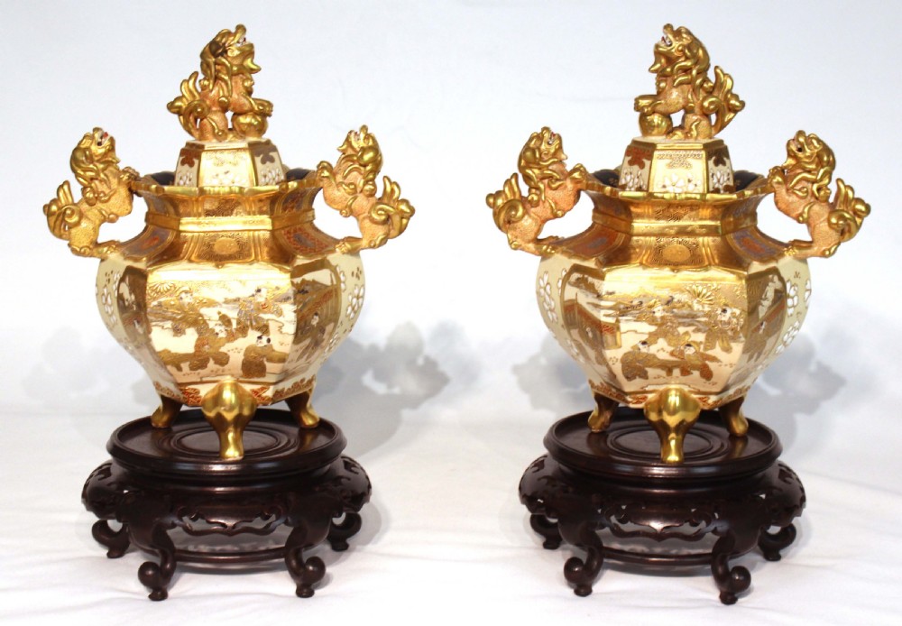 The Quality Late 19th Century Satsuma Pair of Vase and Covers on Stands.