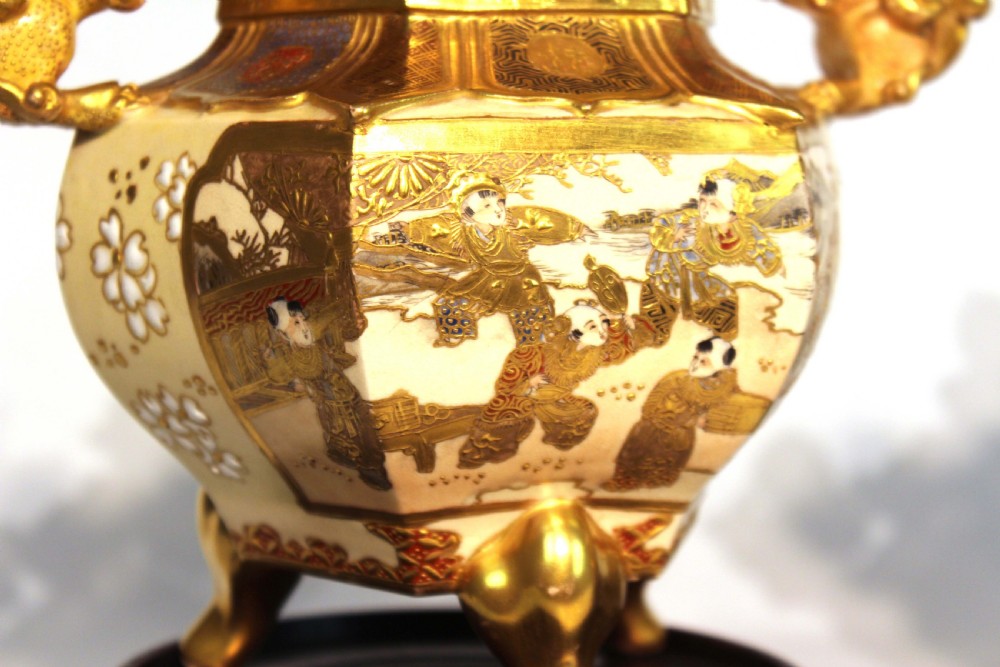 The Quality Late 19th Century Satsuma Pair of Vase and Covers on Stands. View VI