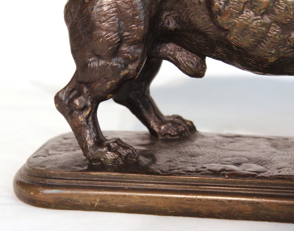 The Fine Quality Late 19th Century French Bronze ”Basset Debout” by Antoine-Louis Barye, signed  View III