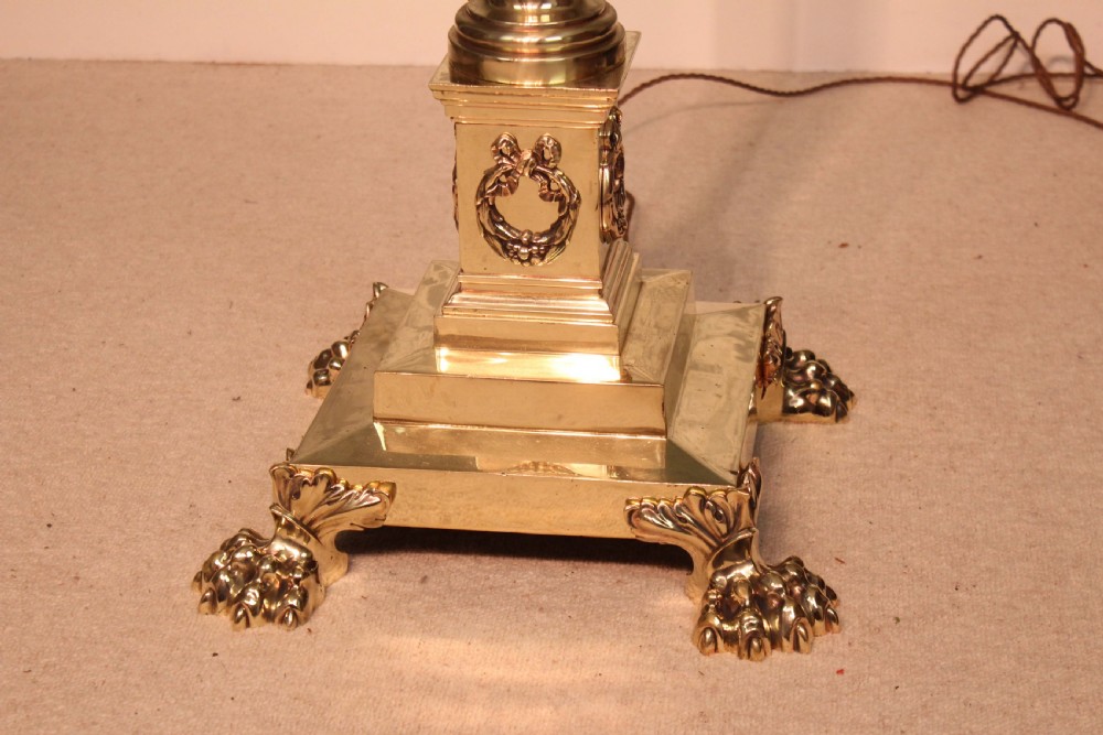 The Quality Edwardian Brass Corinthian Column Standing Lamp. View III