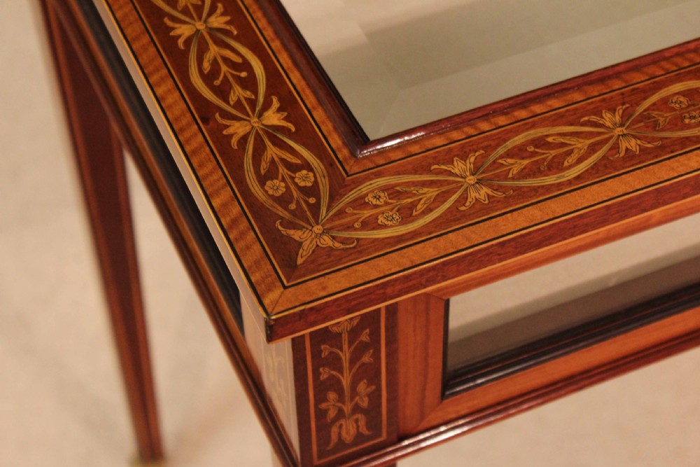 An Edwards & Roberts Fine Quality Late Victorian Mahogany Inlaid Rectangular Bijouterie Table View II