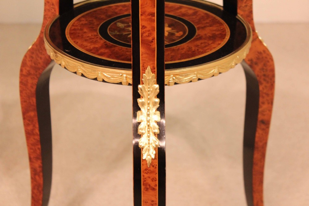 An Exhibition Quality Pair of Edwards and Roberts French Style Inlaid and Ormolu Mounted Side Tables View II