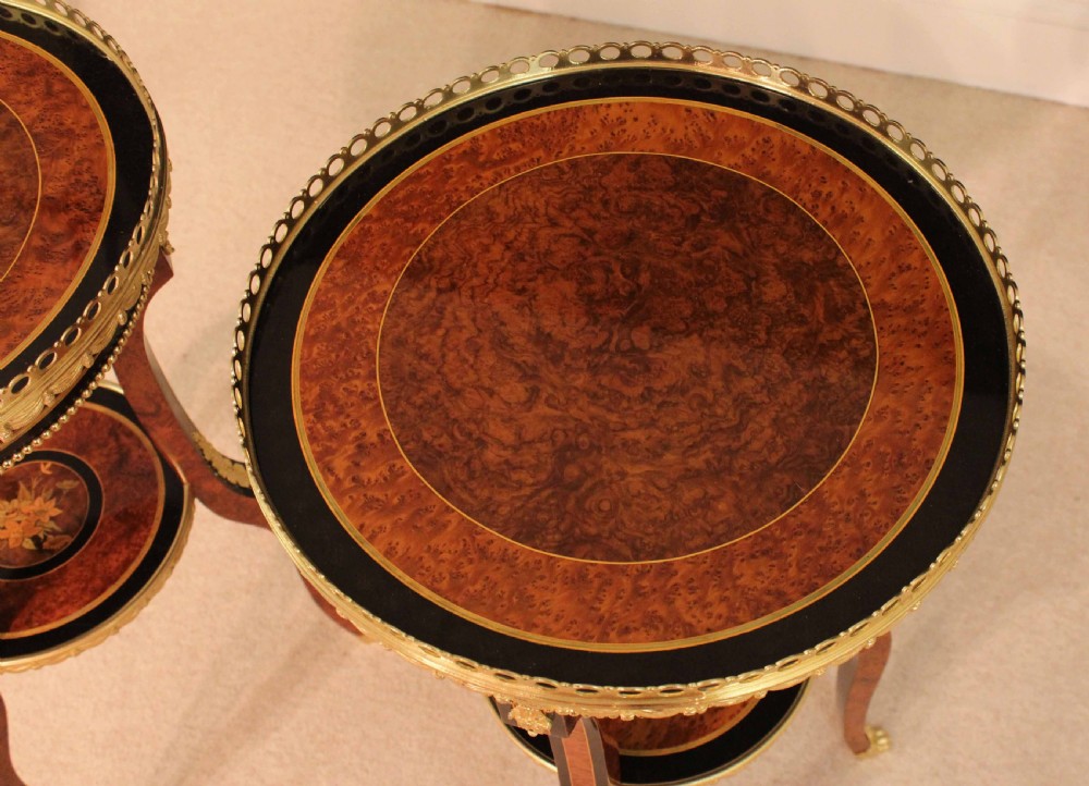 An Exhibition Quality Pair of Edwards and Roberts French Style Inlaid and Ormolu Mounted Side Tables View V