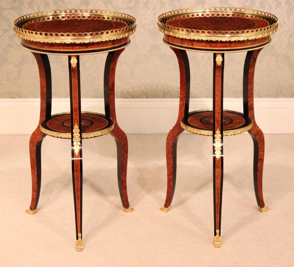 An Exhibition Quality Pair of Edwards and Roberts French Style Inlaid and Ormolu Mounted Side Tables View VII