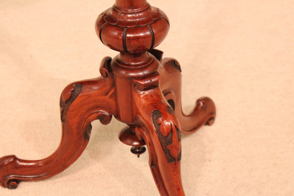 A Fine Quality Victorian Burr-Walnut Inlaid Scallop edge Tripod Table View III
