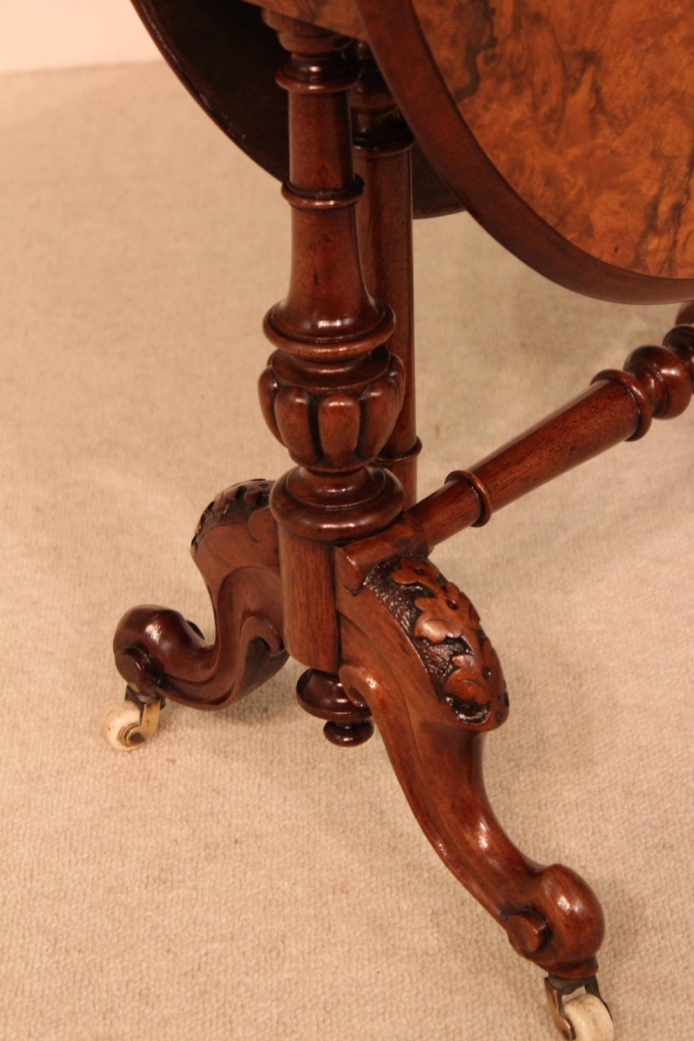 An Exquisite Victorian Burr Walnut Cabriole Leg Baby Sutherland Table View II