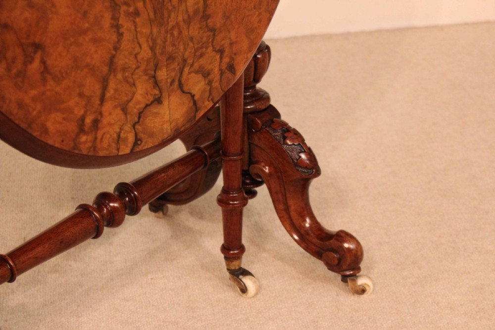 An Exquisite Victorian Burr Walnut Cabriole Leg Baby Sutherland Table View III