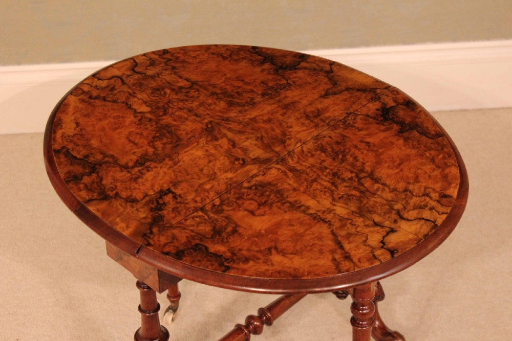 An Exquisite Victorian Burr Walnut Cabriole Leg Baby Sutherland Table View IV