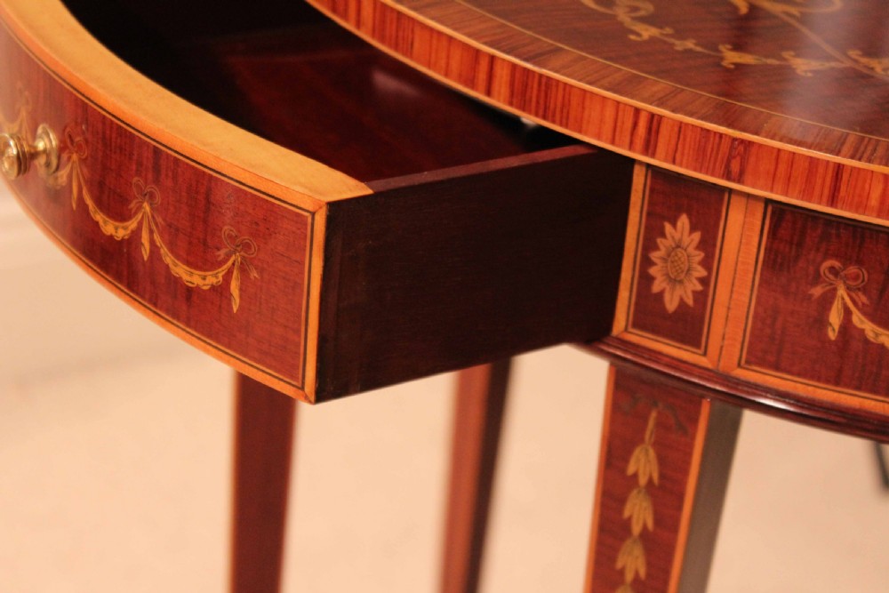 A Pair of Exhibition Quality Late Victorian Mahogany Inlaid Demi Lune Side Tables By Edwards & Roberts View V