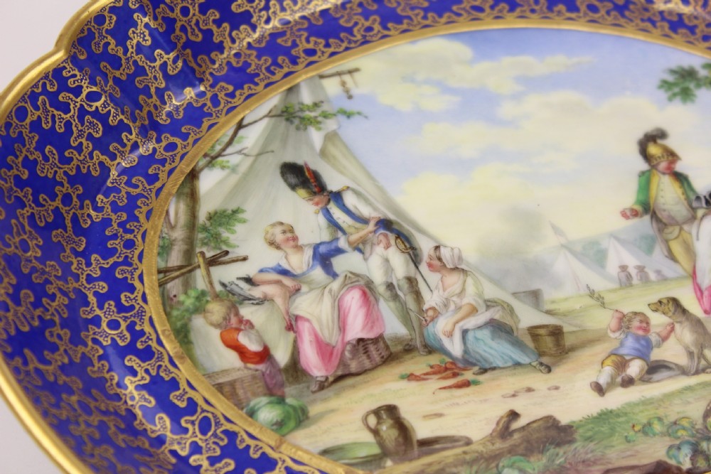 A 19th Century Sevres Style Porcelain Plaque of a Military Encampment View II