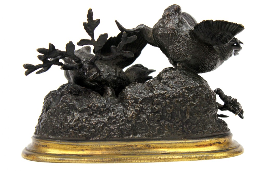 Ferdinand Pautrot (1832-1874) A 19th Century French Bronze Bird Group View V