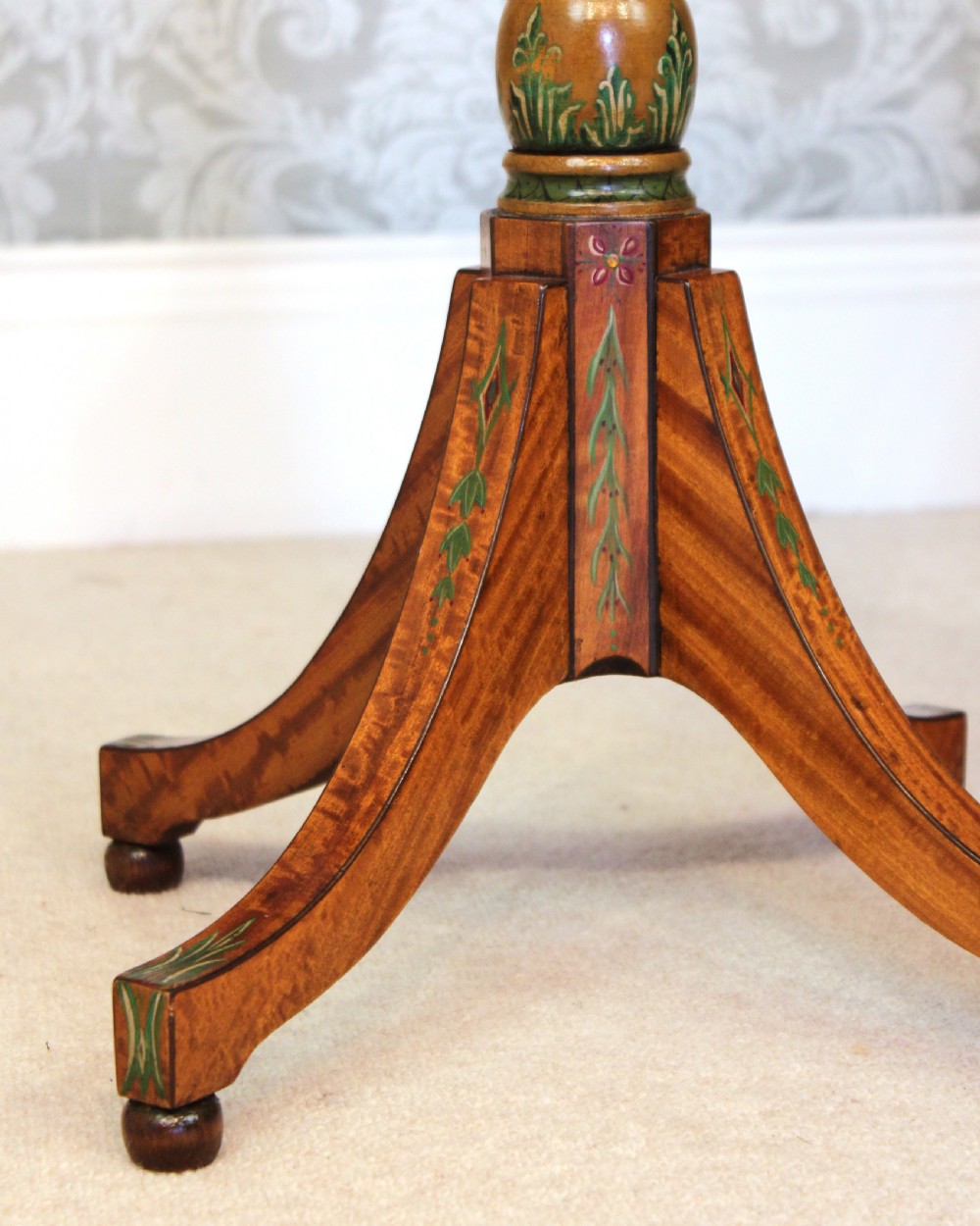 A Quality Pair of Edwardian Inlaid and Painted Satinwood Side Tables View IV
