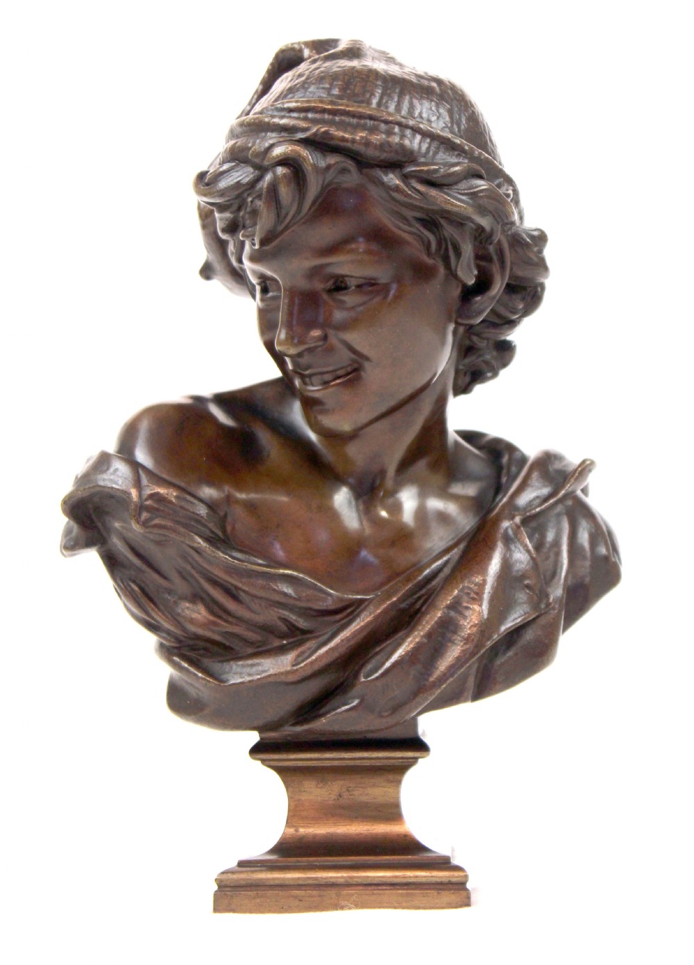 JEAN-BAPTISTE CARPEAUX (1827-1875) BRONZE BUST OF NEAPOLITAN FISHERBOY