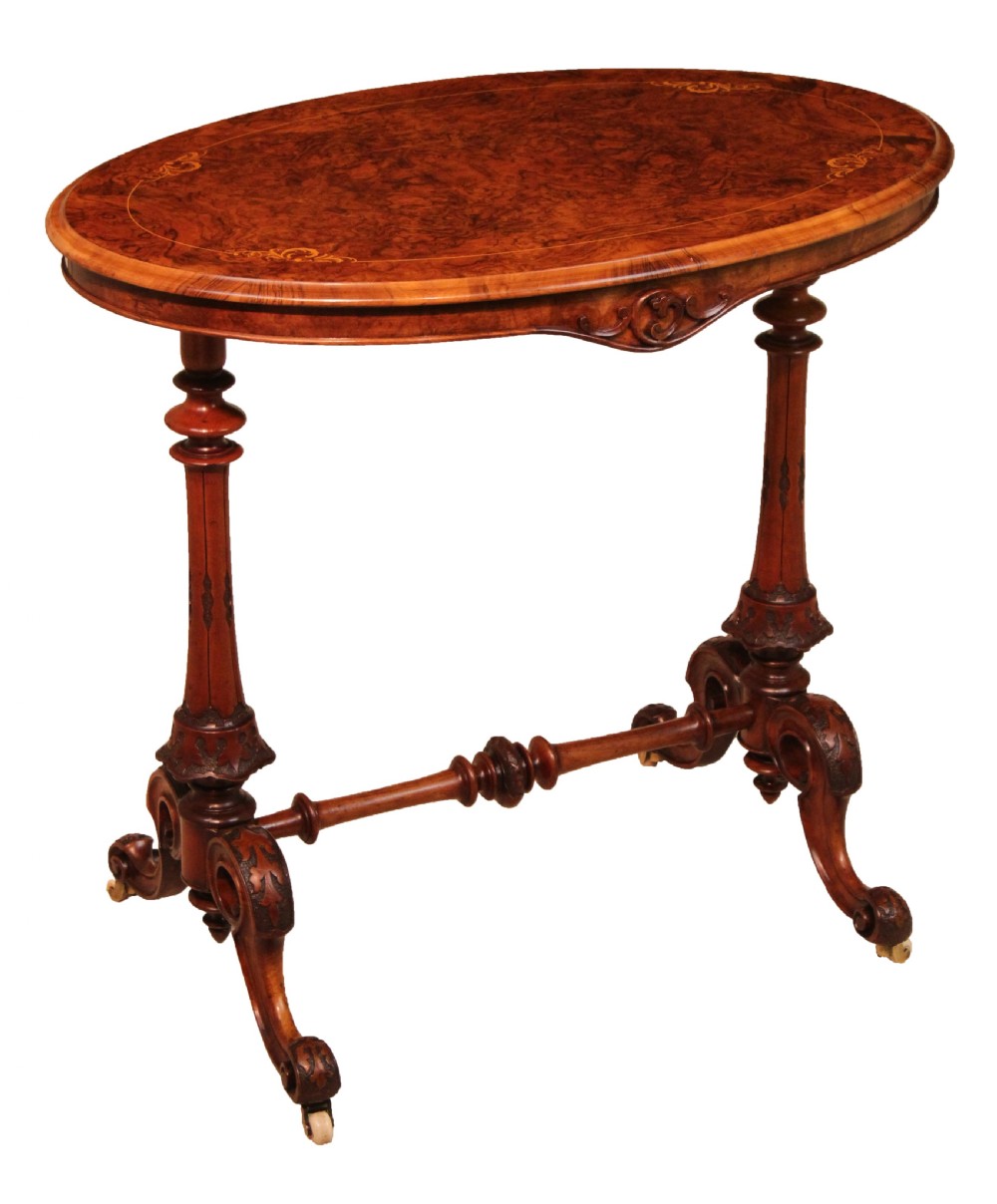 The Quality Victorian Burr-walnut Inlaid Baby Stretcher Table