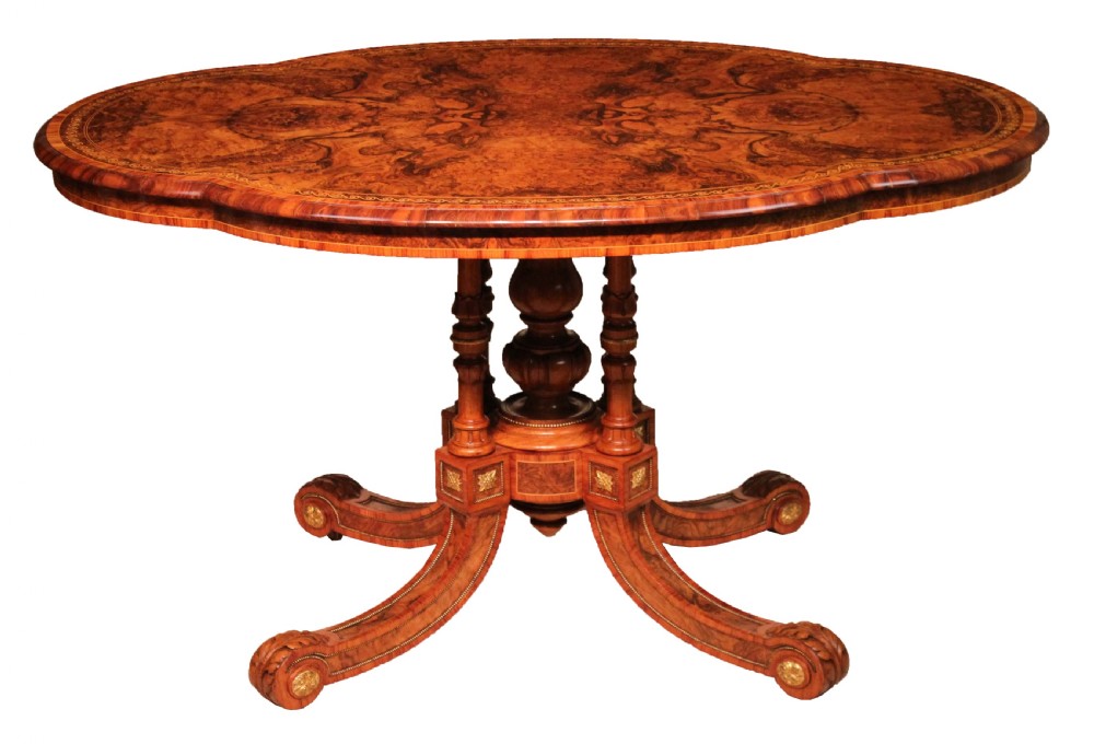 The Gillows Victorian Burr-walnut, Kingwood, Mounted Centre Table