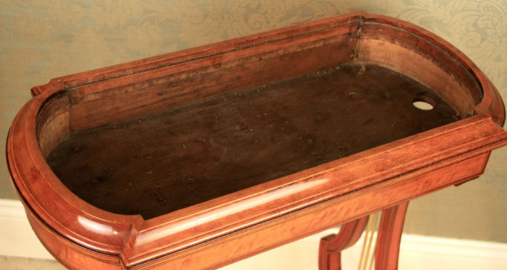 A Fine Victorian Mahogany And Satinwood Inlaid Lyre Ended Jardinere View X