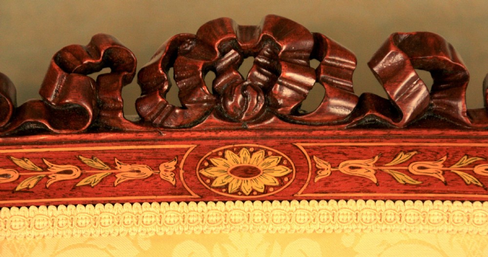 A Fine Carved Late Victorian Mahogany Inlaid Upholstered Settee View IV