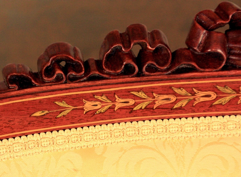 A Fine Carved Late Victorian Mahogany Inlaid Upholstered Settee View V
