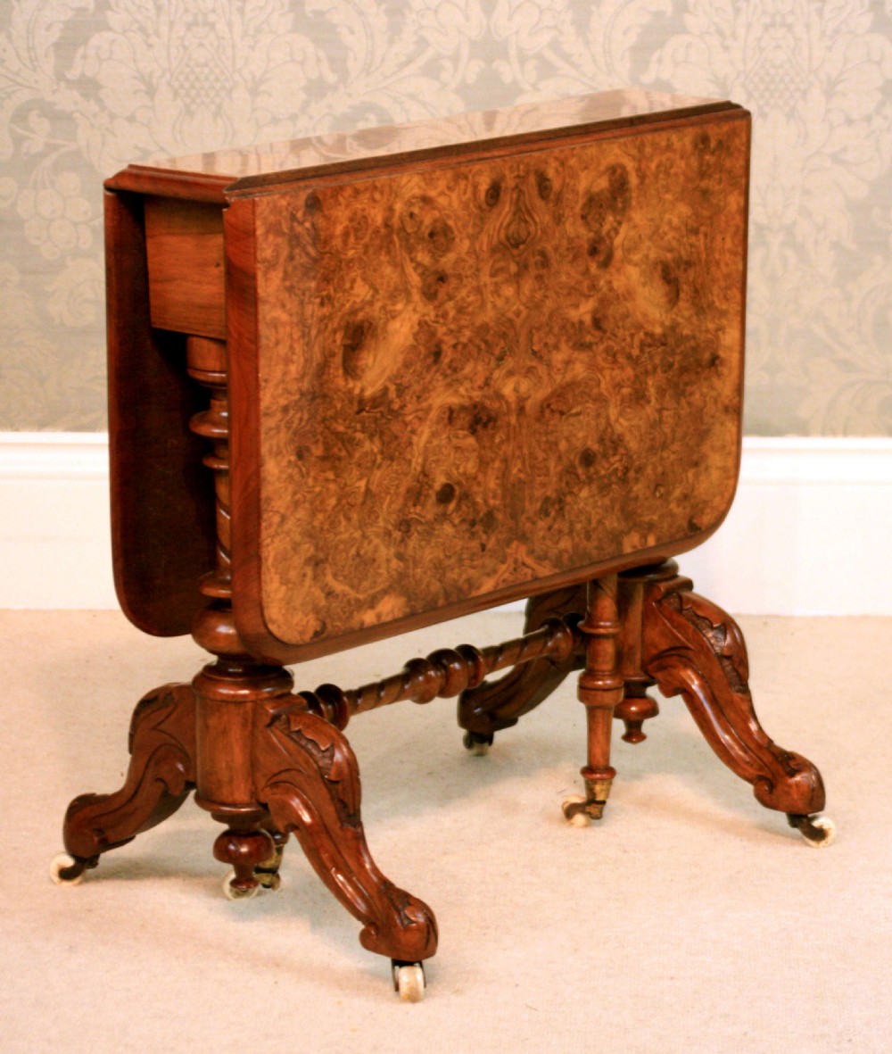 A Victorian Fine Quality Burr Walnut Inlaid Baby Sutherland Table