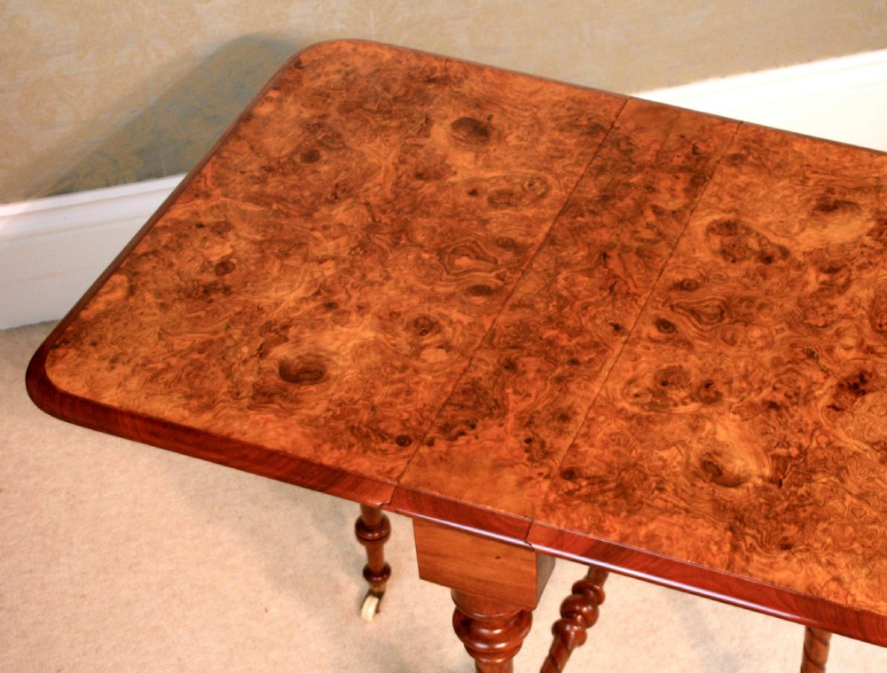 A Victorian Fine Quality Burr Walnut Inlaid Baby Sutherland Table View VI