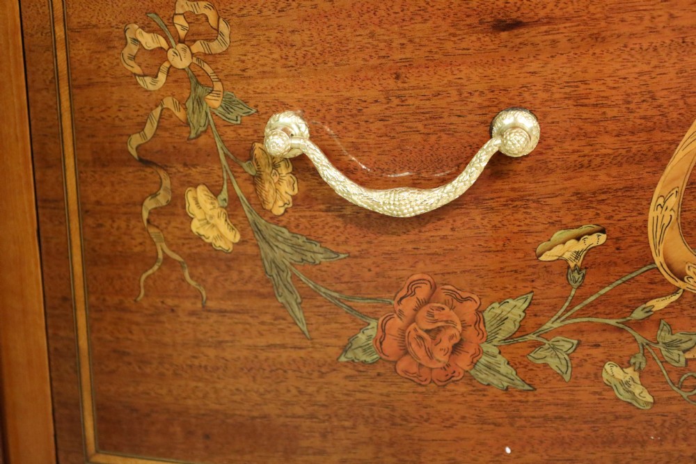 A Superb Late Victorian Mahogany Inlaid Serpentine Commode View III