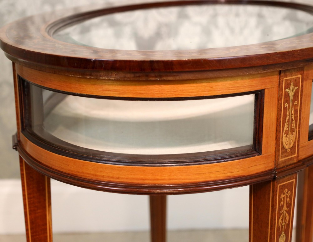 An Edwards & Roberts Victorian Mahogany Inlaid Oval Bijouterie Table View VI
