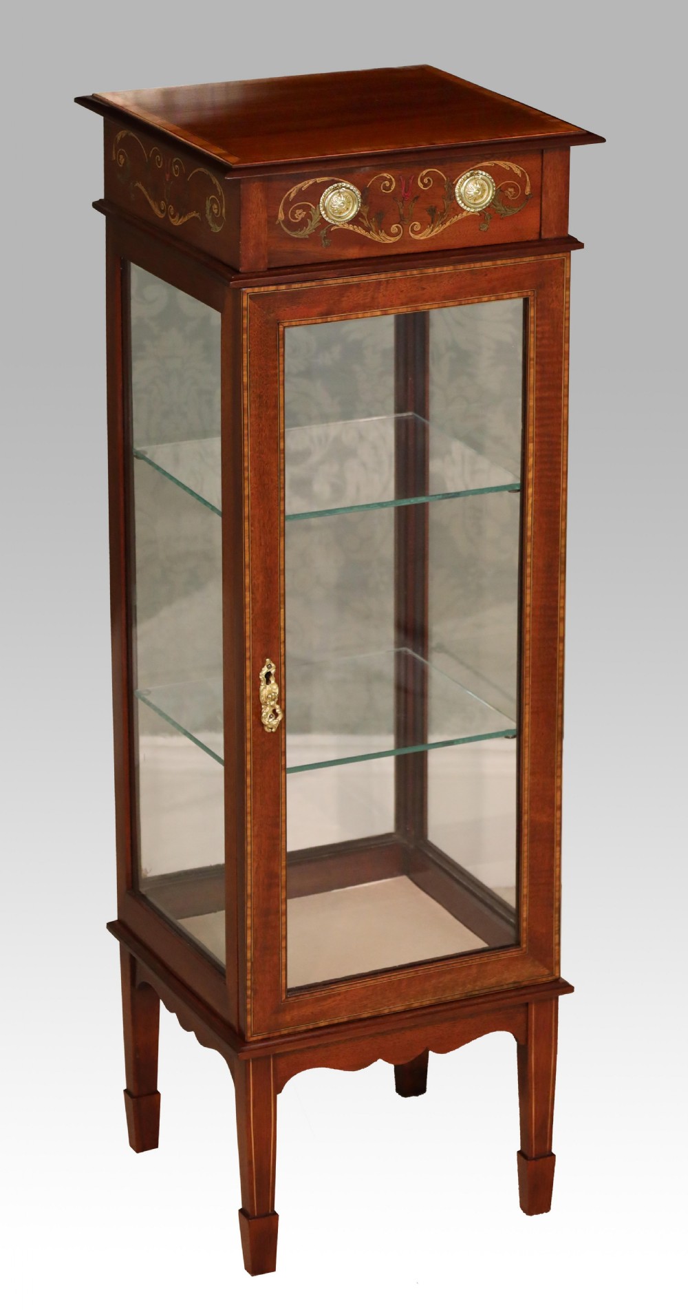 A Quality Edwardian Mahogany Inlaid Center Display Cabinet
