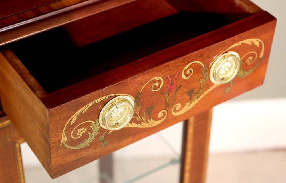 A Quality Edwardian Mahogany Inlaid Center Display Cabinet View IV