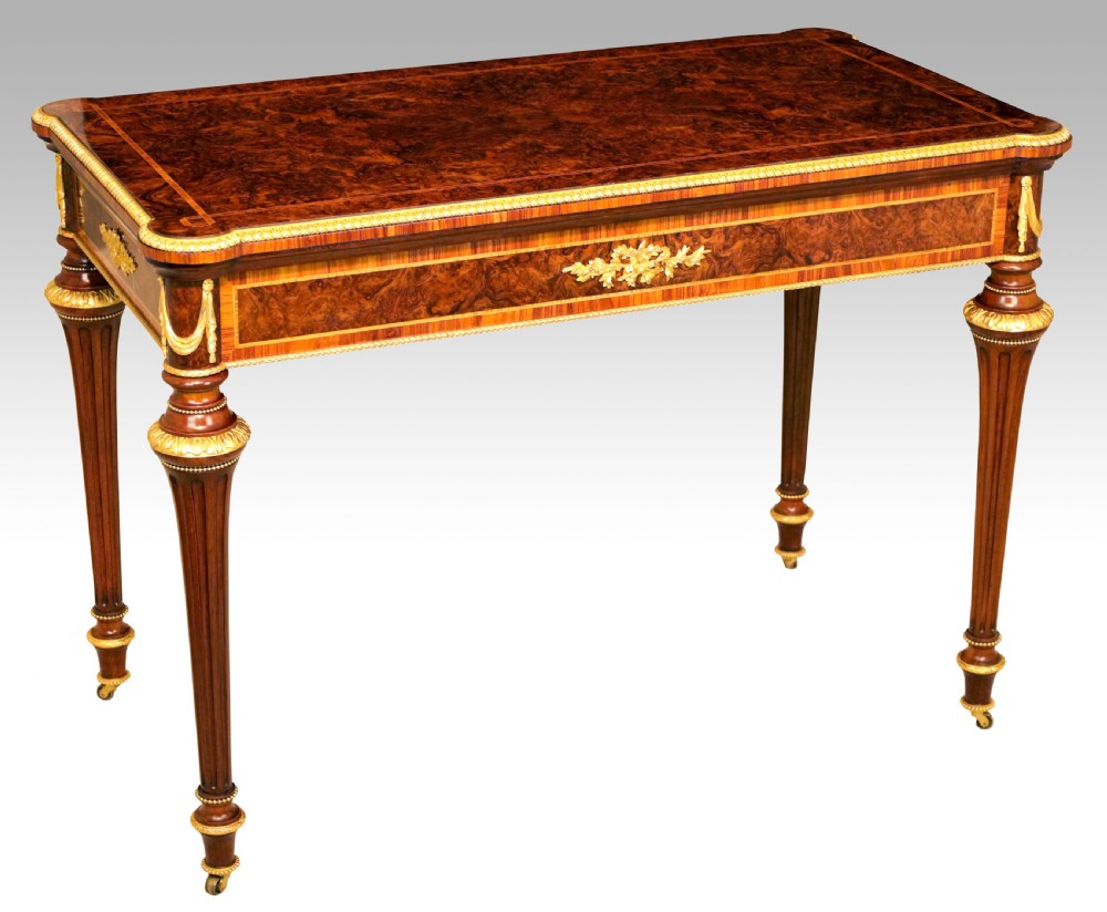 Exhibition Quality Victorian Burr Walnut Inlaid & Ormolu Card Table