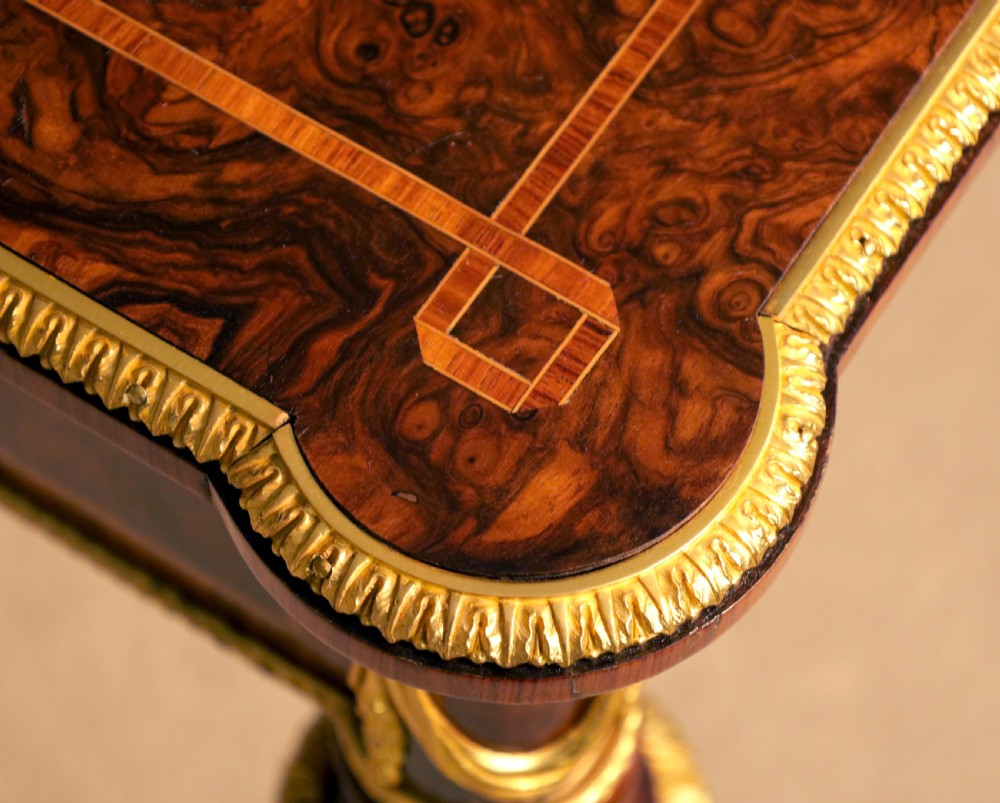Exhibition Quality Victorian Burr Walnut Inlaid & Ormolu Card Table View VII