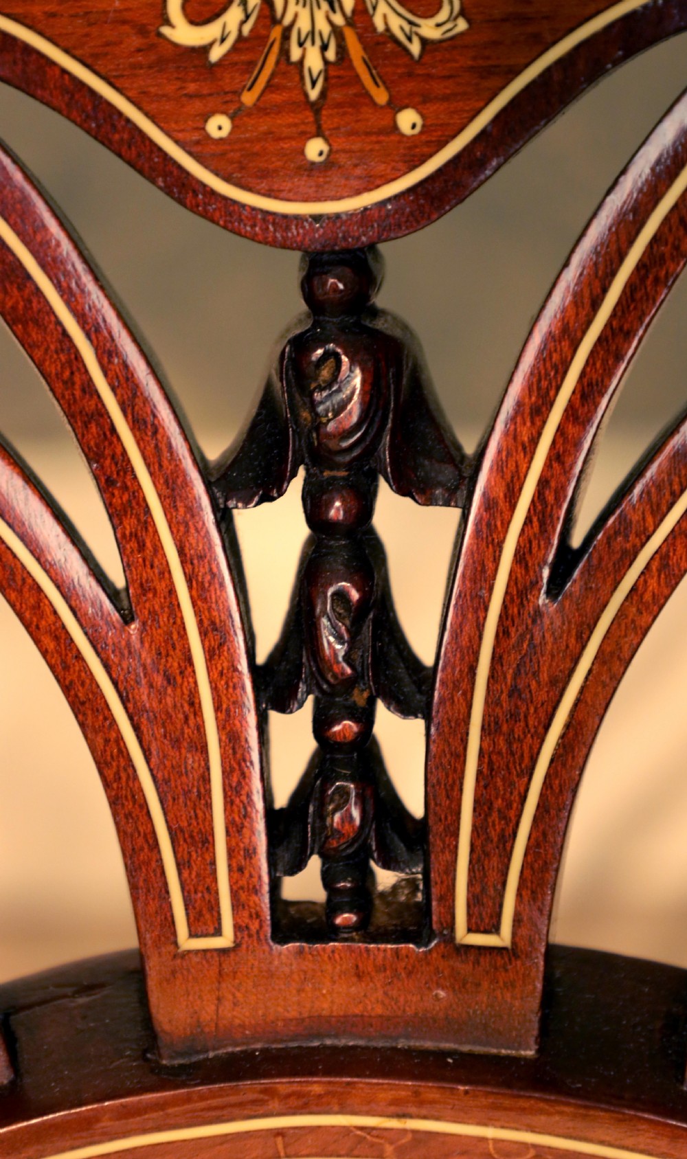 A Quality Pair of Late Victorian Mahogany Inlaid Arm Chairs View VII