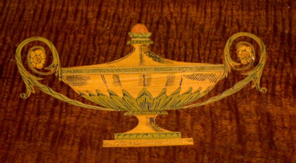 An Exhibition Quality Late Victorian Mahogany Inlaid Demi Lune Table View IV