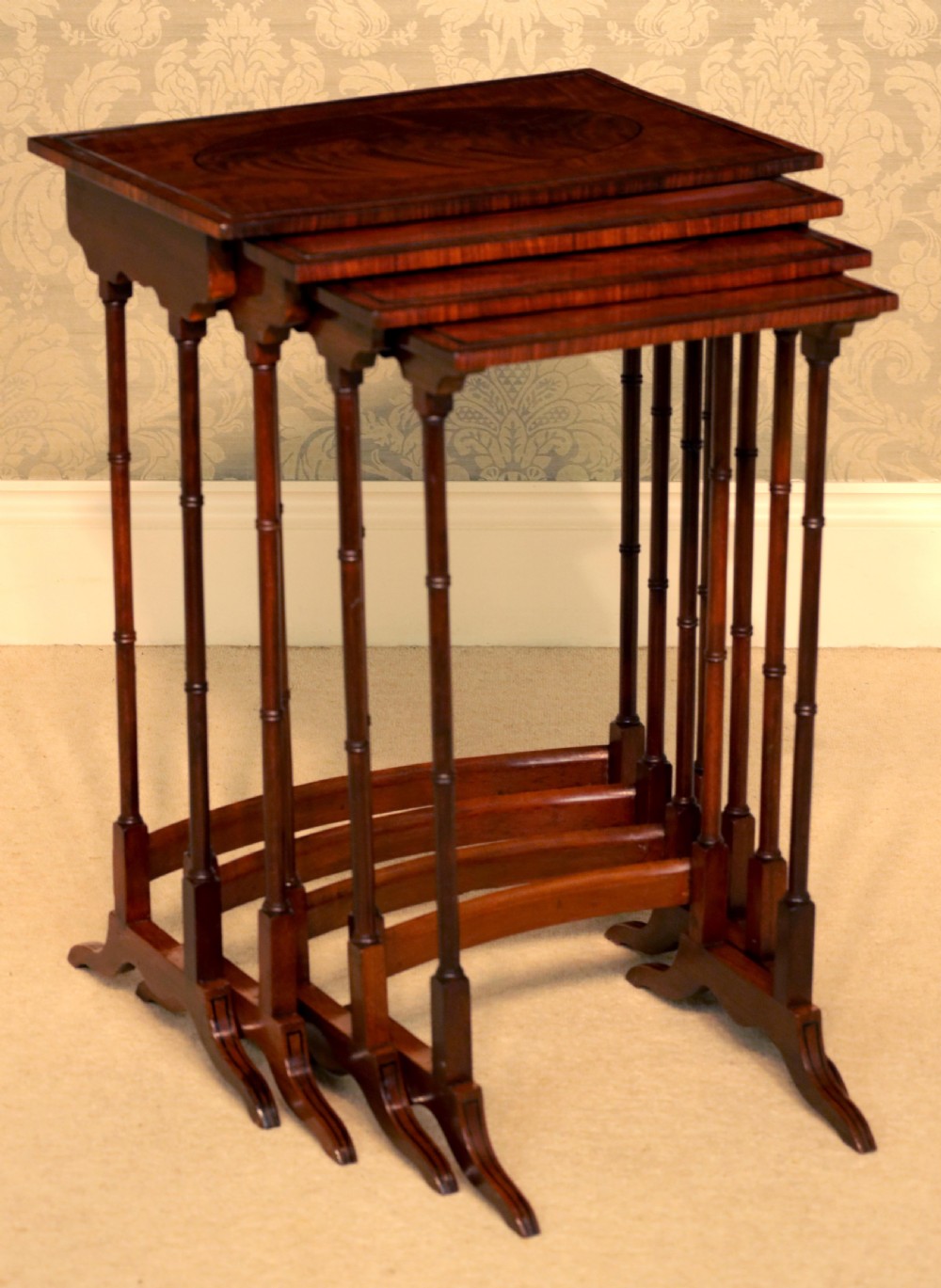 A Quality Late Victorian Mahogany Inlaid Quarteto Tables