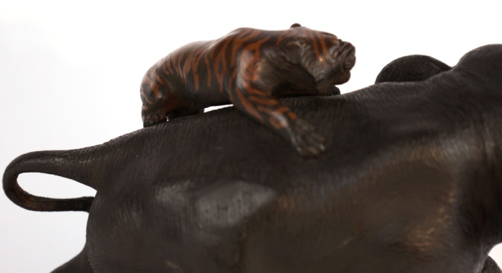 A Japanese Meiji Period Bronze of Tigers and Elephant View V
