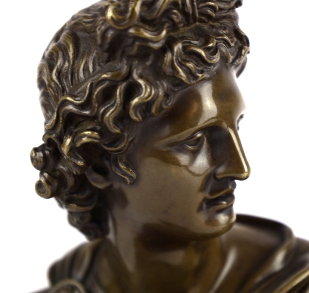 A Pair of 19thC Italian Grand Tour Bronze Busts of Apollo & Diana View II