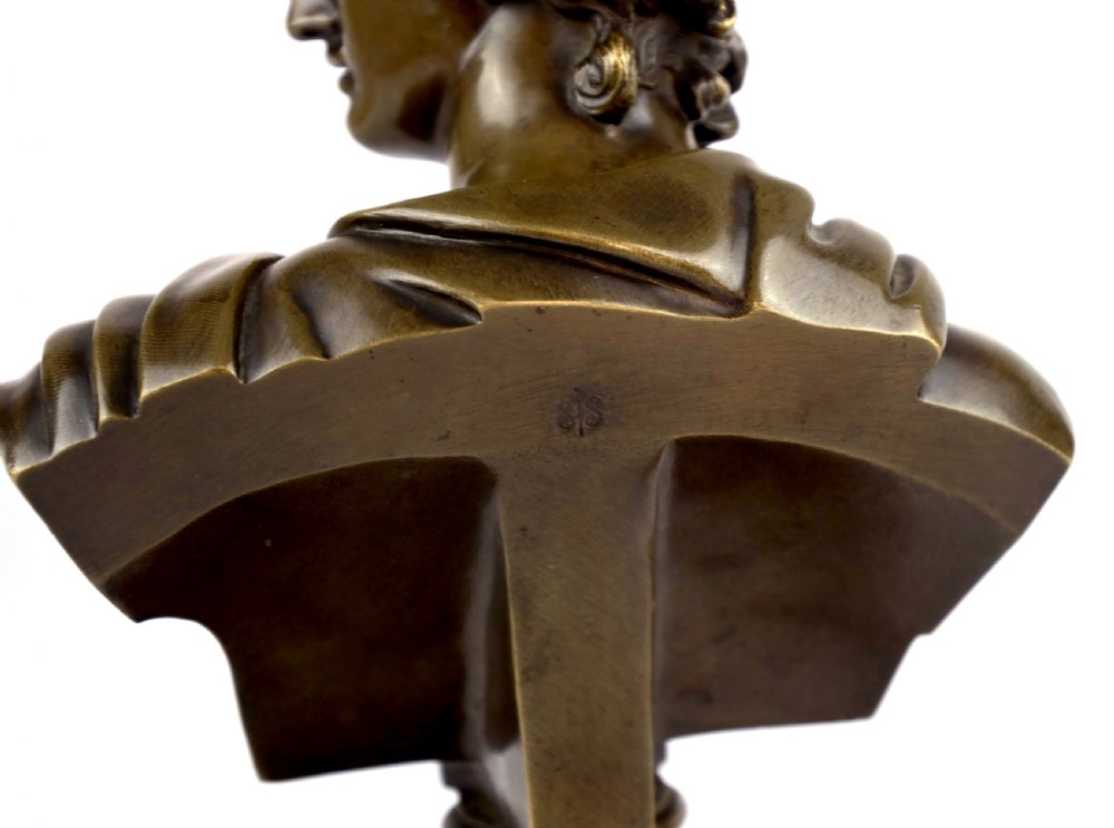 A Pair of 19thC Italian Grand Tour Bronze Busts of Apollo & Diana View VI