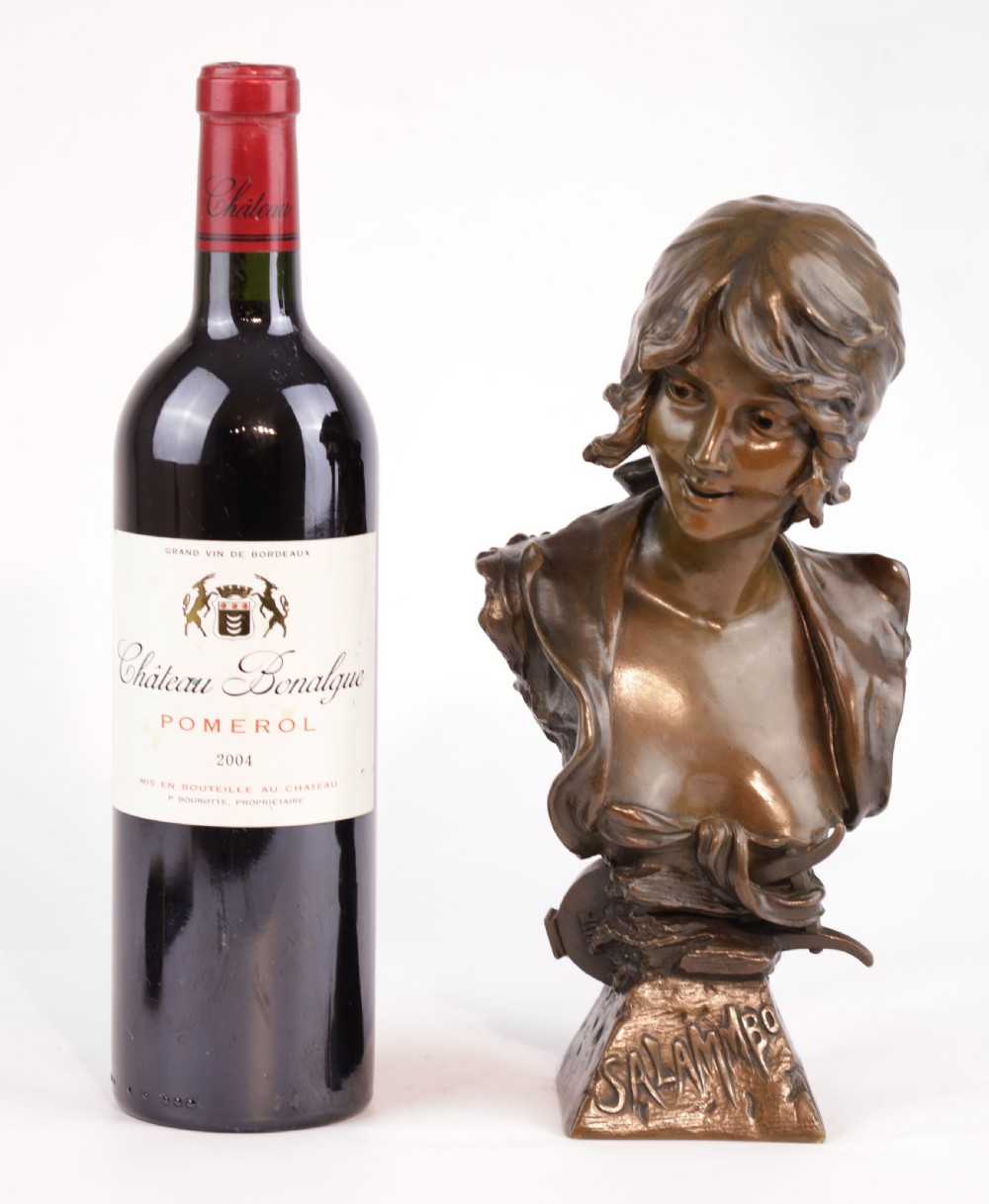 An Art Nouveau Bronze Bust titled 'Salammbo' Signed N. Telriv View V