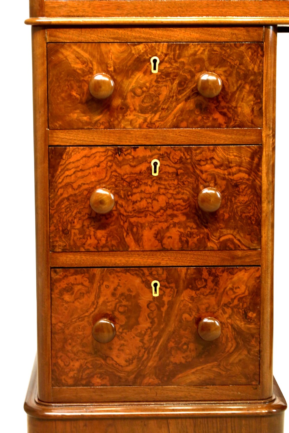 A Fine Victorian Burr Walnut and Mahogany Partners Desk View II