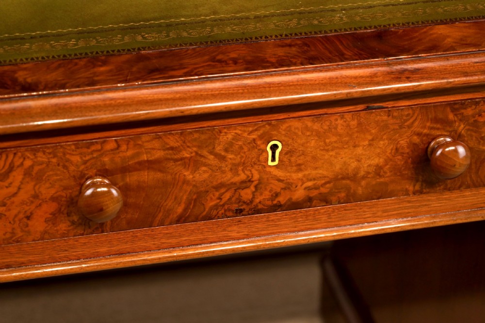A Fine Victorian Burr Walnut and Mahogany Partners Desk View IV