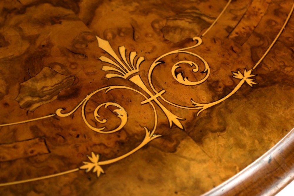 A Fine Quality Victorian Burr-Walnut Inlaid Round Table View V