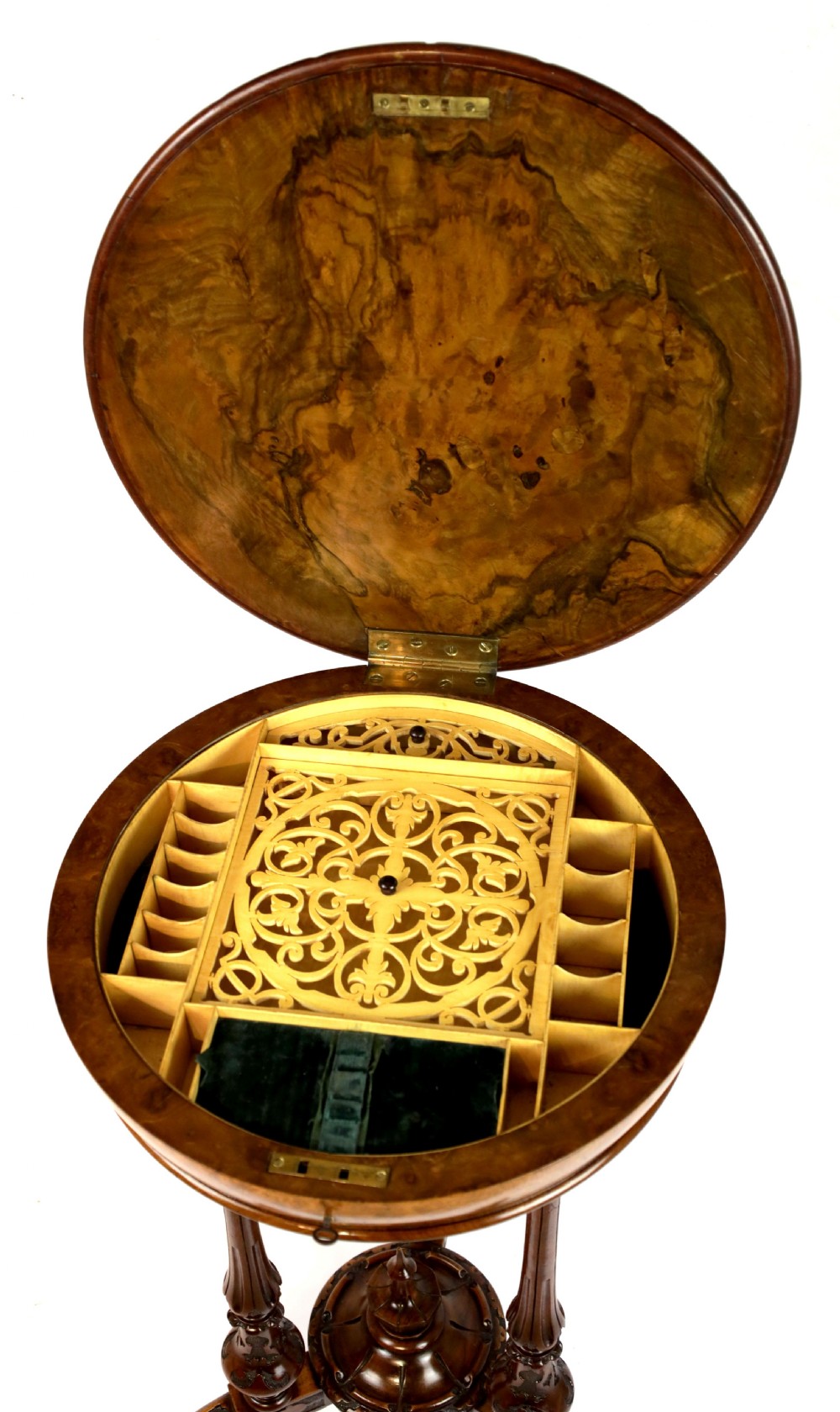 A Victorian Walnut Circular Work Table in the Manner of Gillows View IV