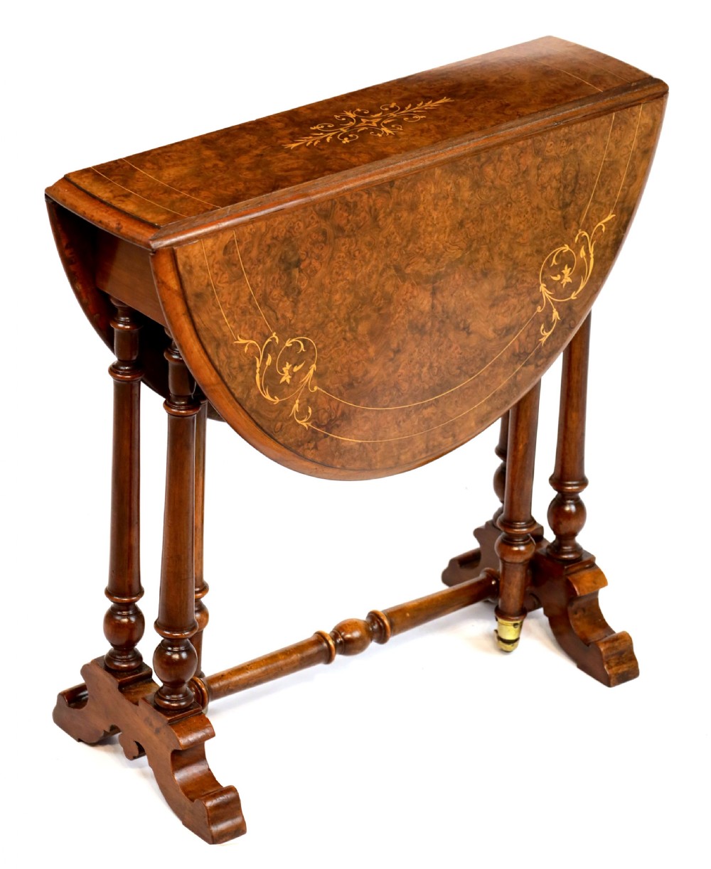 A Fine Quality Victorian Burr Walnut Inlaid Baby Sutherland Table