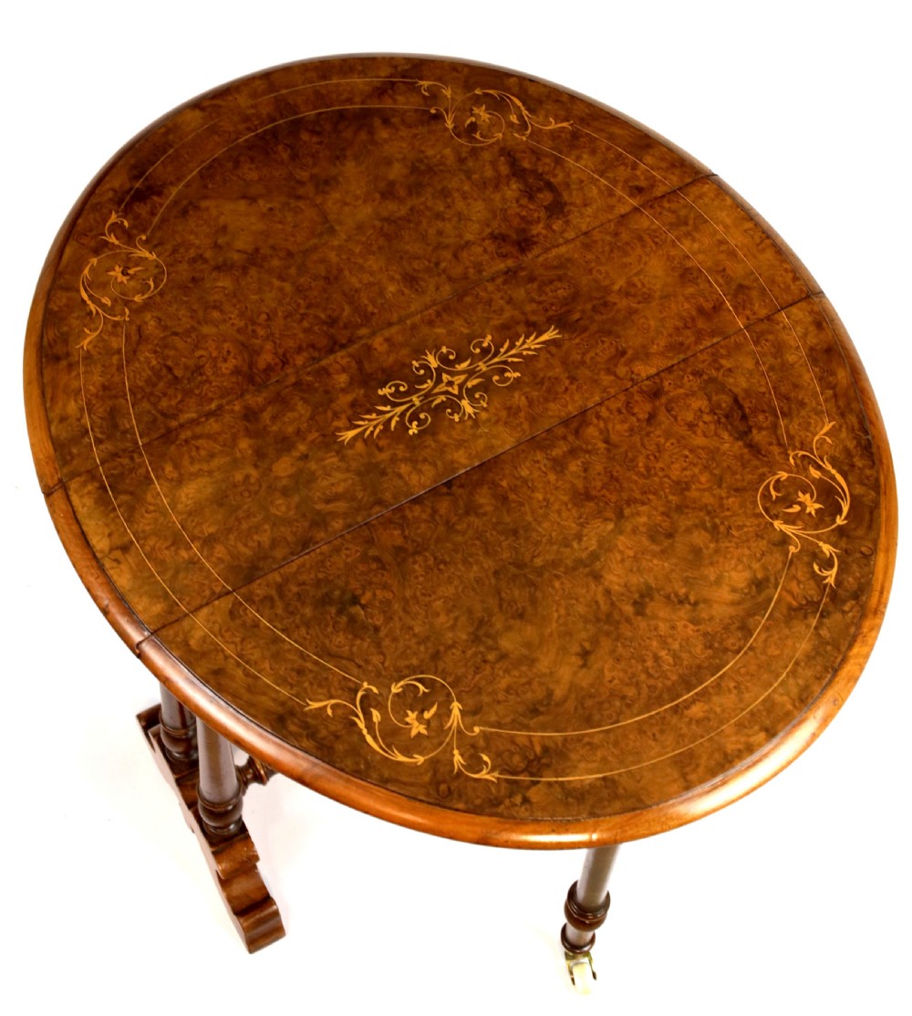 A Fine Quality Victorian Burr Walnut Inlaid Baby Sutherland Table View V
